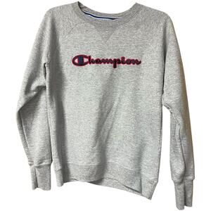 🏆 Champion Gray Crewneck Sweatshirt – Embroidered Logo – Size Small